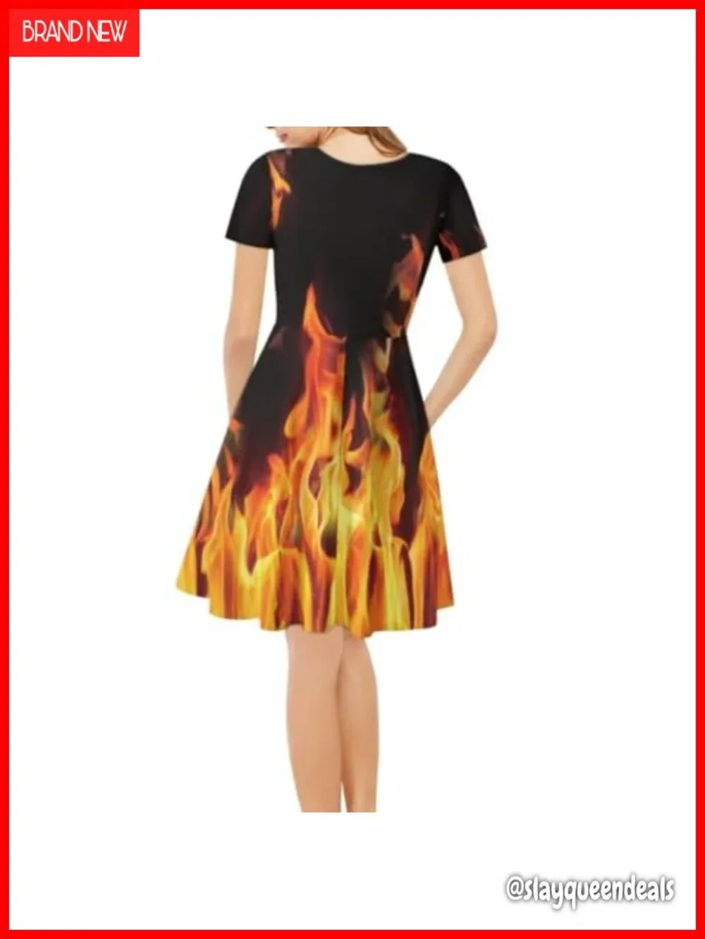V-Neck Short Sleeve Midi Dress A-Line Casual Summer Beach Tunic